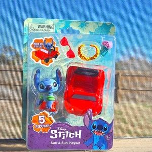 Disney Stitch 5 Pieces Surf And Sun Playset 2" Figure